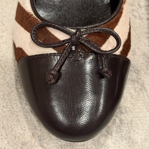 NEW Tory Burch Toe- Cap Zebra Coco Ballet Flats 7M - Picture 4 of 8